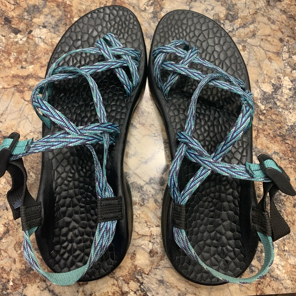 Teal and Purple Chacos